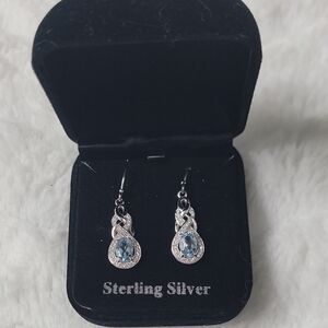 Elegant Silver Earrings with Blue Aquamarine Gemstones